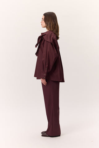 Tie-Detail Statement Shirt Burgundy