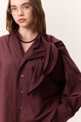 Tie-Detail Statement Shirt Burgundy