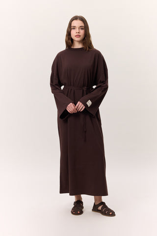 Long Oversized Dress Dark Brown