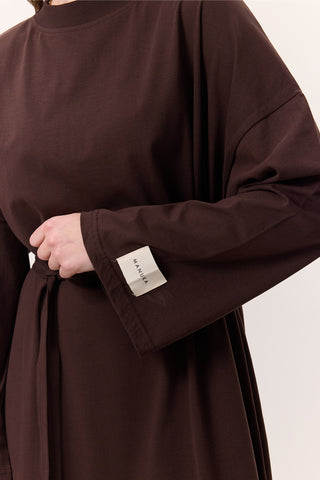 Long Oversized Dress Dark Brown