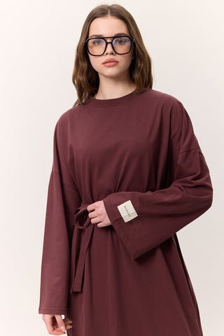 Long Oversized Dress Burgundy