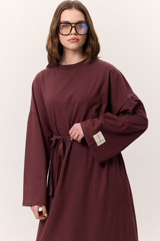 Long Oversized Dress Burgundy