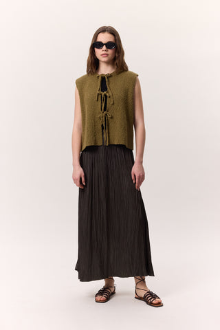 Lace-Up Knit Vest Green