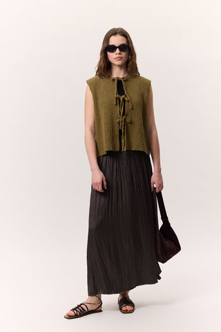 Lace-Up Knit Vest Green