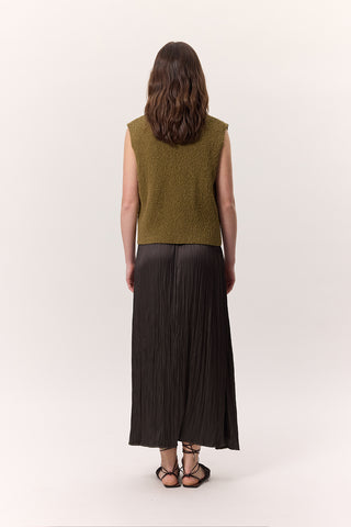 Lace-Up Knit Vest Green