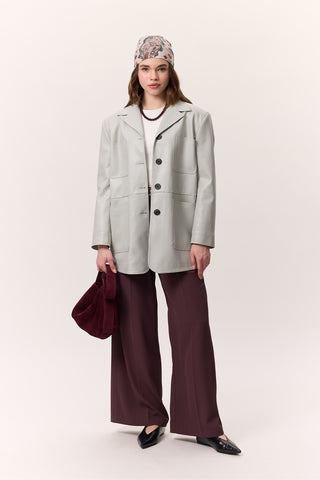 Retro Faux Leather Jacket Blue