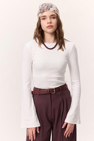 Geniş Kollu Bodysuit Ekru