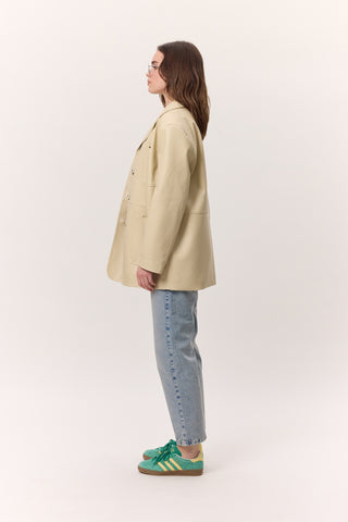 Retro Faux Leather Jacket Yellow