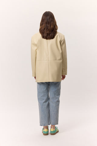 Retro Faux Leather Jacket Yellow