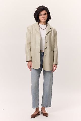 Retro Faux Leather Jacket Pistachio