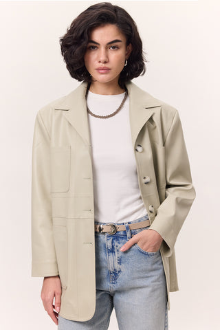 Retro Faux Leather Jacket Pistachio