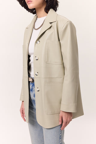 Retro Faux Leather Jacket Pistachio