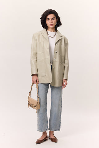 Retro Faux Leather Jacket Pistachio