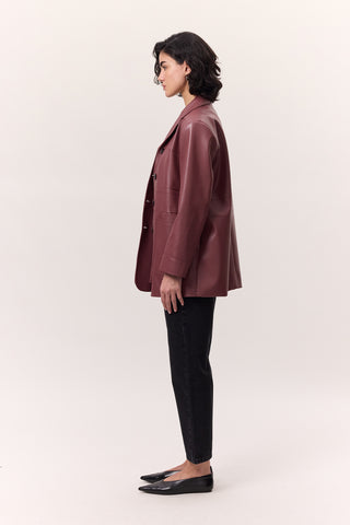 Retro Faux Leather Jacket Dusty Rose