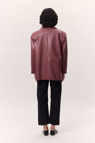 Retro Faux Leather Jacket Dusty Rose