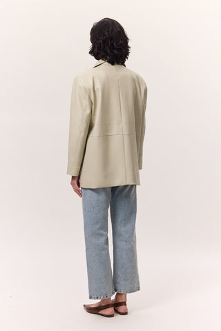 Retro Faux Leather Jacket Pistachio