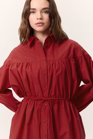 Ruched Tie-Detail Tunic Red