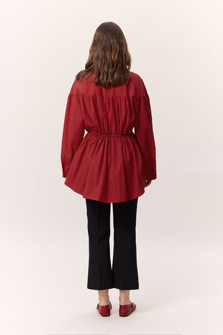 Ruched Tie-Detail Tunic Red