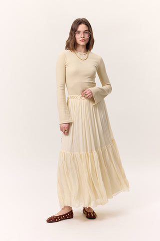 Crushed Pleated Maxi Skirt Vanilla