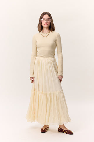 Crushed Pleated Maxi Skirt Vanilla