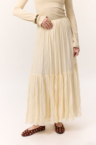 Crushed Pleated Maxi Skirt Vanilla