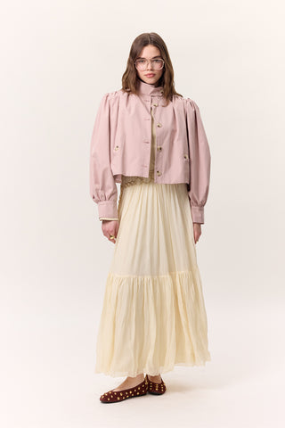 Crushed Pleated Maxi Skirt Vanilla