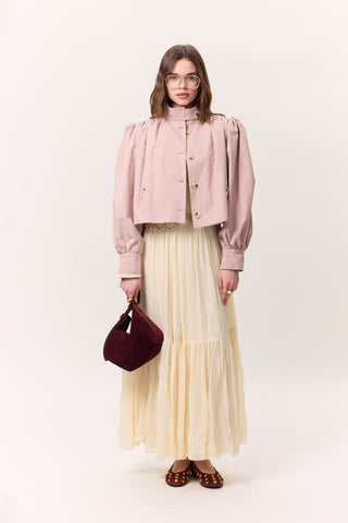 Crushed Pleated Maxi Skirt Vanilla
