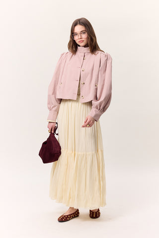 Crushed Pleated Maxi Skirt Vanilla