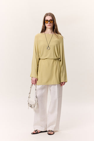 Knit Belted Tunic Yellow