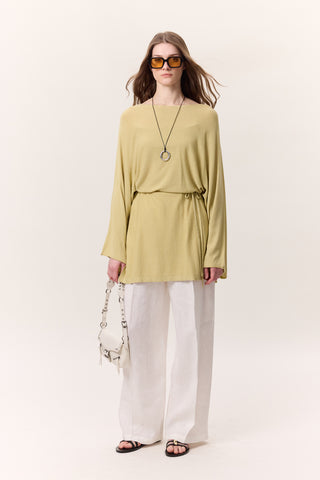 Knit Belted Tunic Yellow
