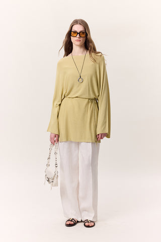 Knit Belted Tunic Yellow