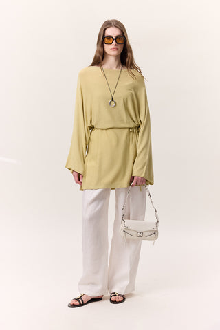 Knit Belted Tunic Yellow