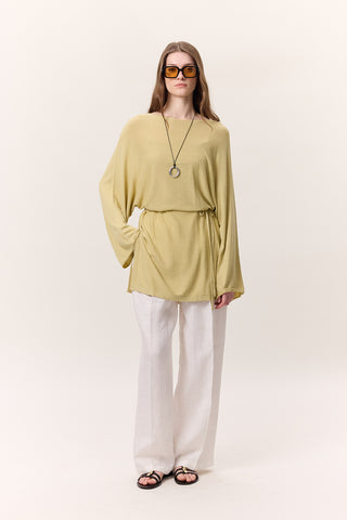 Knit Belted Tunic Yellow