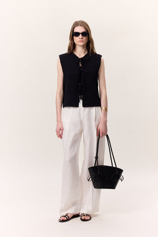 Lace-Up Knit Vest Black