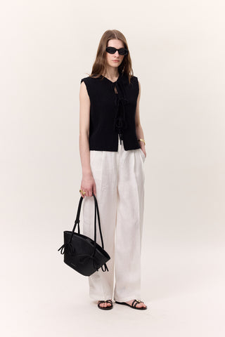 Lace-Up Knit Vest Black