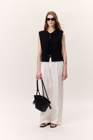 Lace-Up Knit Vest Black