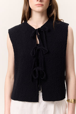 Lace-Up Knit Vest Black