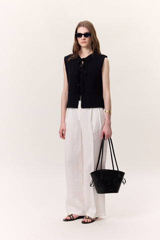 Lace-Up Knit Vest Black