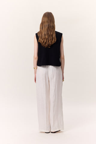 Lace-Up Knit Vest Black