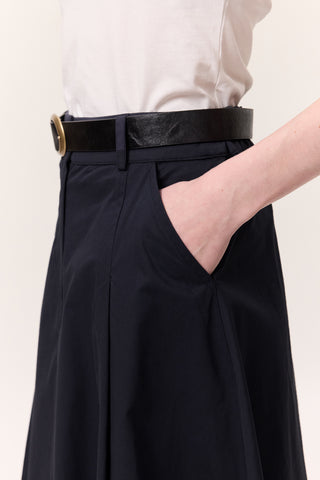 Pocket-Detail Wide Skirt Navy Blue