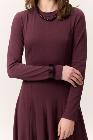 Structured Long-Sleeve Dress Burgundy