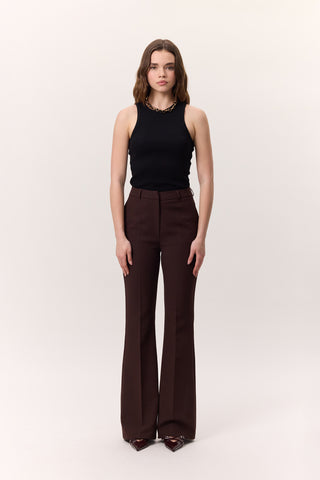 Premium Flared Fit Trousers Brown