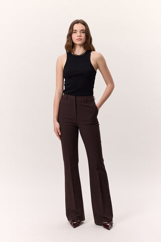 Premium Flared Fit Trousers Brown