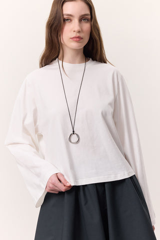 Cropped Long-Sleeve T-Shirt Ecru