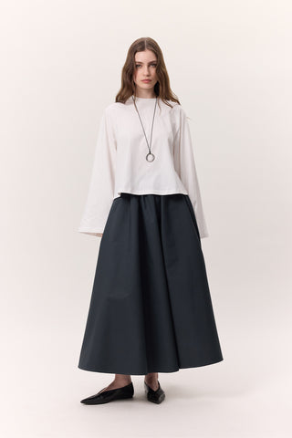 Cropped Long-Sleeve T-Shirt Ecru