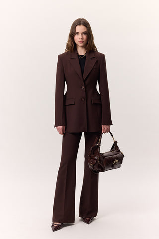 Premium Dolgulu Kesim Blazer Kahverengi
