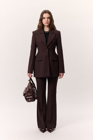 Premium Dolgulu Kesim Blazer Kahverengi