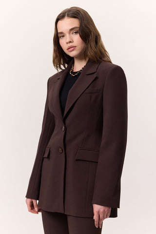 Premium Dolgulu Kesim Blazer Kahverengi