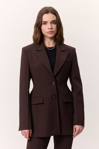 Premium Dolgulu Kesim Blazer Kahverengi