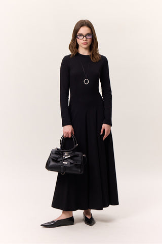 Structured Long-Sleeve Dress Black
